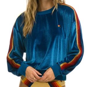 Aviator Nation velvet crewneck - olive